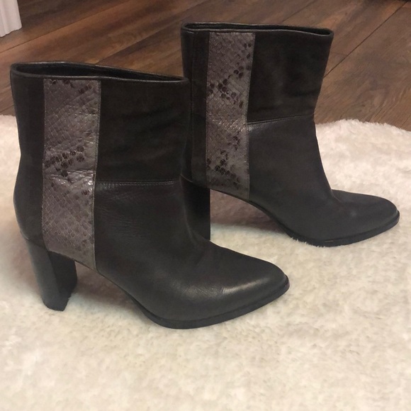 Diane Von Furstenberg grey leather heeled ankle boots, size 6.5 - Picture 1 of 6